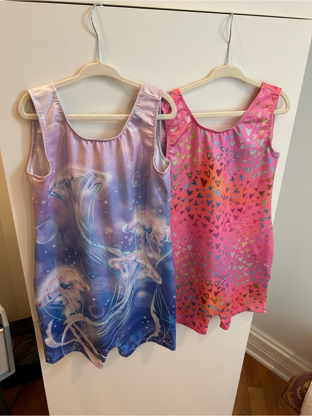 Set of 2 Leotards for Dance or Gymnastics- Size 140 (9/10) - Hearts, Jellyfish